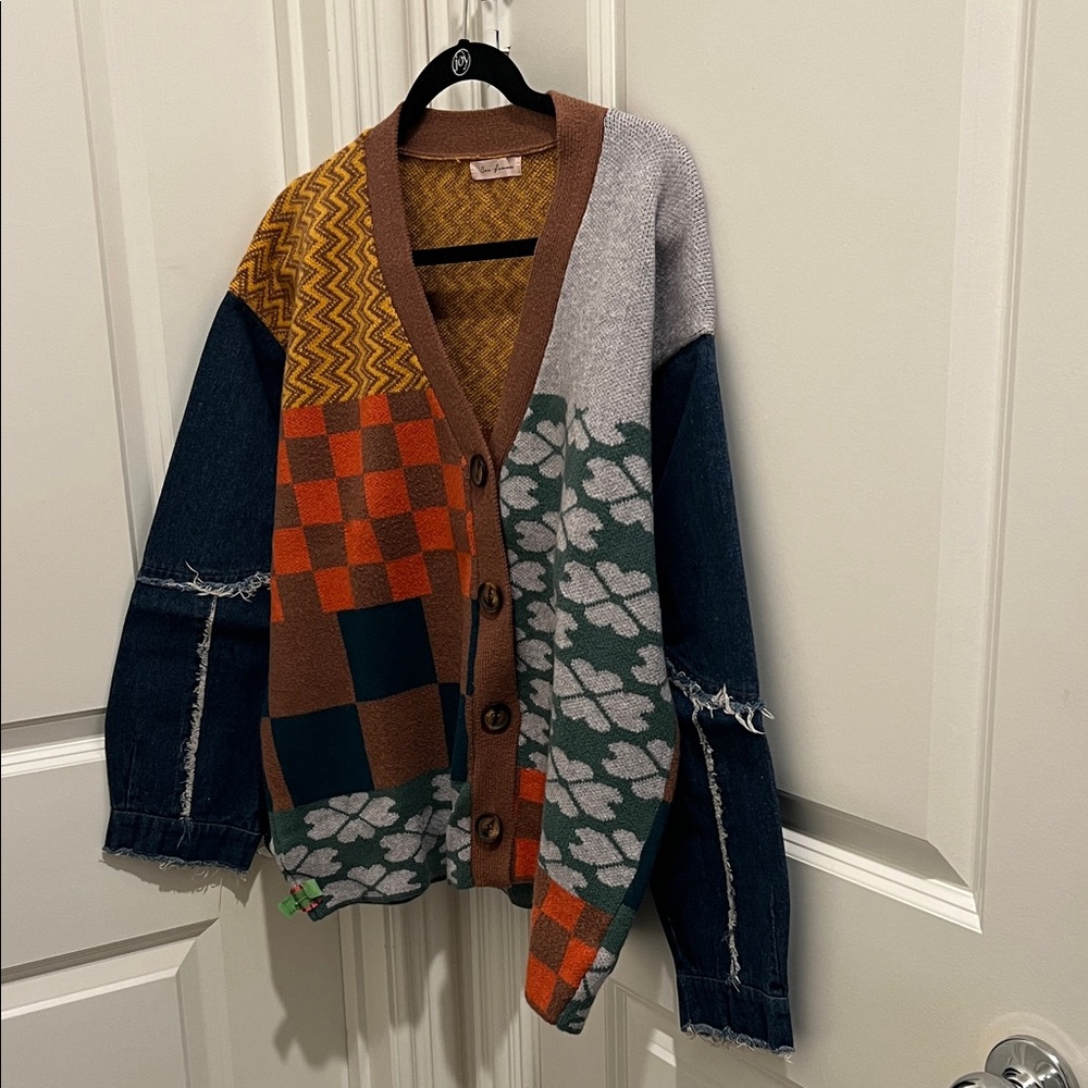 Ces Femme Multicolor Patchwork Cardigan
